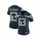 Women's Nike Seattle Seahawks #63 Mark Glowinski Vapor Untouchable Limited Steel Blue Team Color NFL Jersey