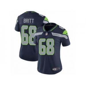 Women's Nike Seattle Seahawks #68 Justin Britt Vapor Untouchable Limited Steel Blue Team Color NFL Jersey