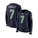 Women's Nike Seattle Seahawks #7 Brett Hundley Limited Navy Blue Therma Long Sleeve NFL Jersey