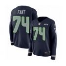 Women's Nike Seattle Seahawks #74 George Fant Limited Navy Blue Therma Long Sleeve NFL Jersey