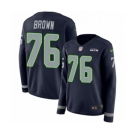 Women's Nike Seattle Seahawks #76 Duane Brown Limited Navy Blue Therma Long Sleeve NFL Jersey