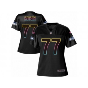 Women's Nike Seattle Seahawks #77 Ahtyba Rubin Game Black Team Color NFL Jersey