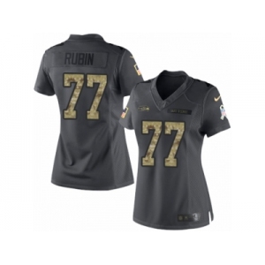 Women's Nike Seattle Seahawks #77 Ahtyba Rubin Limited Black 2016 Salute to Service NFL Jersey