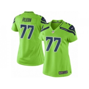 Women's Nike Seattle Seahawks #77 Ahtyba Rubin Limited Green Rush NFL Jersey