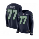 Women's Nike Seattle Seahawks #77 Ethan Pocic Limited Navy Blue Therma Long Sleeve NFL Jersey