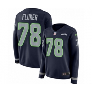 Women's Nike Seattle Seahawks #78 D.J. Fluker Limited Navy Blue Therma Long Sleeve NFL Jersey
