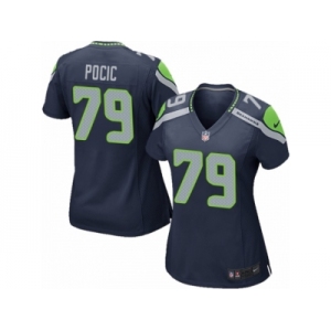 Women's Nike Seattle Seahawks #79 Ethan Pocic Game Steel Blue Team Color NFL Jersey