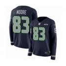 Women's Nike Seattle Seahawks #83 David Moore Limited Navy Blue Therma Long Sleeve NFL Jersey