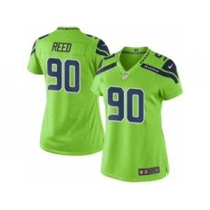 Women's Nike Seattle Seahawks #90 Jarran Reed Limited Green Rush NFL Jersey