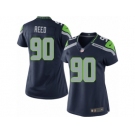 Women's Nike Seattle Seahawks #90 Jarran Reed Limited Steel Blue Team Color NFL Jersey