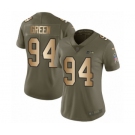 Women's Nike Seattle Seahawks #94 Rasheem Green Limited Olive Gold 2017 Salute to Service NFL Jersey