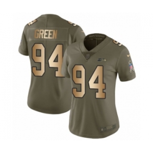 Women's Nike Seattle Seahawks #94 Rasheem Green Limited Olive Gold 2017 Salute to Service NFL Jersey