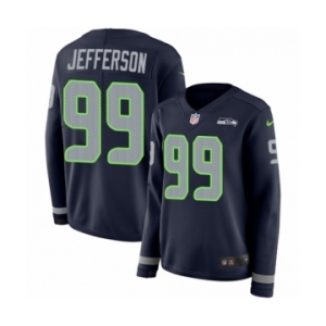 Women's Nike Seattle Seahawks #99 Quinton Jefferson Limited Navy Blue Therma Long Sleeve NFL Jersey