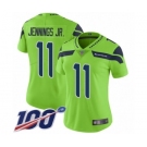 Women's Seattle Seahawks #11 Gary Jennings Jr. Limited Green Rush Vapor Untouchable 100th Season Football Jersey