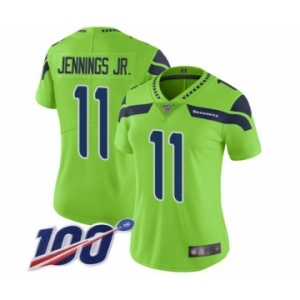 Women's Seattle Seahawks #11 Gary Jennings Jr. Limited Green Rush Vapor Untouchable 100th Season Football Jersey