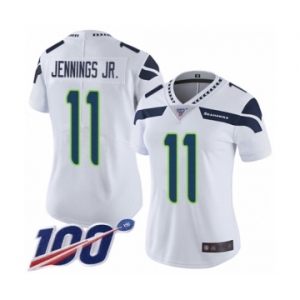 Women's Seattle Seahawks #11 Gary Jennings Jr. White Vapor Untouchable Limited Player 100th Season Football Jersey