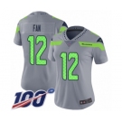 Women's Seattle Seahawks 12th Fan Limited Silver Inverted Legend 100th Season Football Jersey