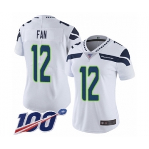 Women's Seattle Seahawks 12th Fan White Vapor Untouchable Limited Player 100th Season Football Jersey