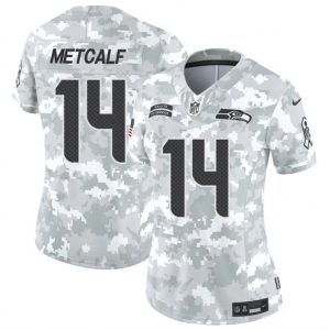 Women's Seattle Seahawks #14 DK Metcalf 2024 F.U.S.E Arctic Camo Salute To Service Limited Stitched Football Jersey