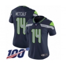 Women's Seattle Seahawks #14 D.K. Metcalf Navy Blue Team Color Vapor Untouchable Limited Player 100th Season Football Jersey