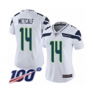 Women's Seattle Seahawks #14 D.K. Metcalf White Vapor Untouchable Limited Player 100th Season Football Jersey