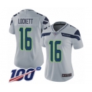 Women's Seattle Seahawks #16 Tyler Lockett Grey Alternate Vapor Untouchable Limited Player 100th Season Football Jersey