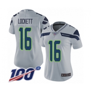 Women's Seattle Seahawks #16 Tyler Lockett Grey Alternate Vapor Untouchable Limited Player 100th Season Football Jersey