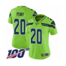 Women's Seattle Seahawks #20 Rashaad Penny Limited Green Rush Vapor Untouchable 100th Season Football Jersey