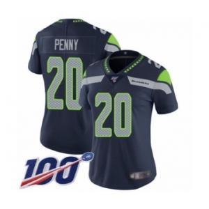 Women's Seattle Seahawks #20 Rashaad Penny Navy Blue Team Color Vapor Untouchable Limited Player 100th Season Football Jersey