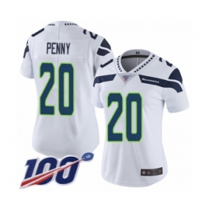 Women's Seattle Seahawks #20 Rashaad Penny White Vapor Untouchable Limited Player 100th Season Football Jersey