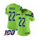 Women's Seattle Seahawks #22 C. J. Prosise Limited Green Rush Vapor Untouchable 100th Season Football Jersey