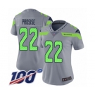 Women's Seattle Seahawks #22 C. J. Prosise Limited Silver Inverted Legend 100th Season Football Jersey