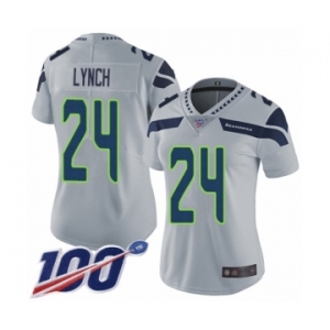 Women's Seattle Seahawks #24 Marshawn Lynch Grey Alternate Vapor Untouchable Limited Player 100th Season Football Jersey