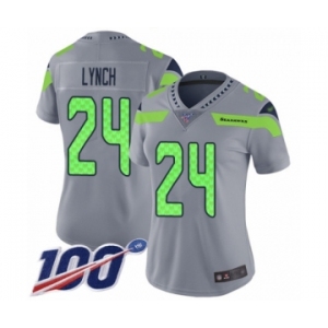 Women's Seattle Seahawks #24 Marshawn Lynch Limited Silver Inverted Legend 100th Season Football Jersey