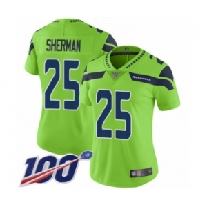 Women's Seattle Seahawks #25 Richard Sherman Limited Green Rush Vapor Untouchable 100th Season Football Jersey