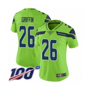 Women's Seattle Seahawks #26 Shaquill Griffin Limited Green Rush Vapor Untouchable 100th Season Football Jersey