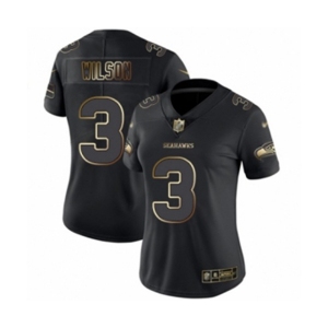 Women's Seattle Seahawks #3 Russell Wilson Black Gold Vapor Untouchable Limited Football Jersey