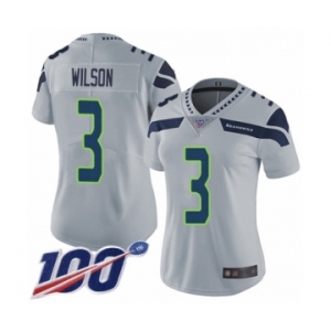 Women's Seattle Seahawks #3 Russell Wilson Grey Alternate Vapor Untouchable Limited Player 100th Season Football Jersey