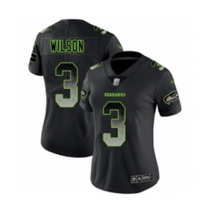 Women's Seattle Seahawks #3 Russell Wilson Limited Black Smoke Fashion Football Jersey