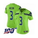 Women's Seattle Seahawks #3 Russell Wilson Limited Green Rush Vapor Untouchable 100th Season Football Jersey