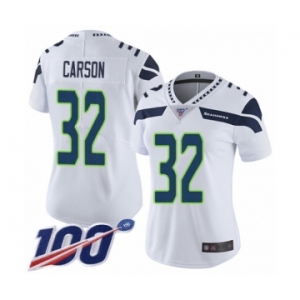 Women's Seattle Seahawks #32 Chris Carson White Vapor Untouchable Limited Player 100th Season Football Jersey