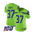 Women's Seattle Seahawks #37 Quandre Diggs Limited Green Rush Vapor Untouchable 100th Season Football Jersey