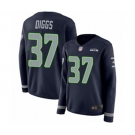 Women's Seattle Seahawks #37 Quandre Diggs Limited Navy Blue Therma Long Sleeve Football Jersey