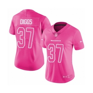 Women's Seattle Seahawks #37 Quandre Diggs Limited Pink Rush Fashion Football Jersey