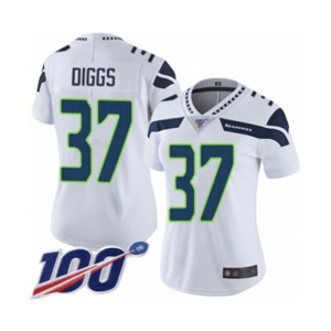 Women's Seattle Seahawks #37 Quandre Diggs White Vapor Untouchable Limited Player 100th Season Football Jersey