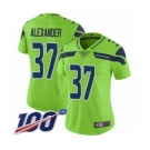 Women's Seattle Seahawks #37 Shaun Alexander Limited Green Rush Vapor Untouchable 100th Season Football Jersey