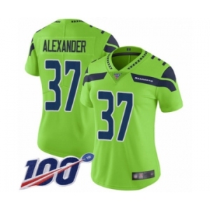 Women's Seattle Seahawks #37 Shaun Alexander Limited Green Rush Vapor Untouchable 100th Season Football Jersey