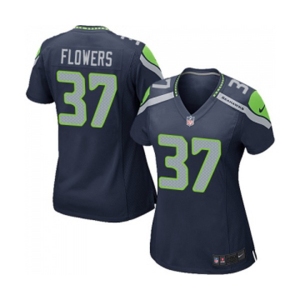 Women's Seattle Seahawks #37 Tre Flowers Game Navy Blue Team Color Football Jersey