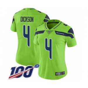 Women's Seattle Seahawks #4 Michael Dickson Limited Green Rush Vapor Untouchable 100th Season Football Jersey