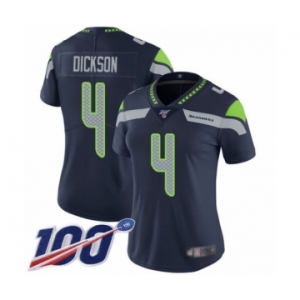 Women's Seattle Seahawks #4 Michael Dickson Navy Blue Team Color Vapor Untouchable Limited Player 100th Season Football Jersey